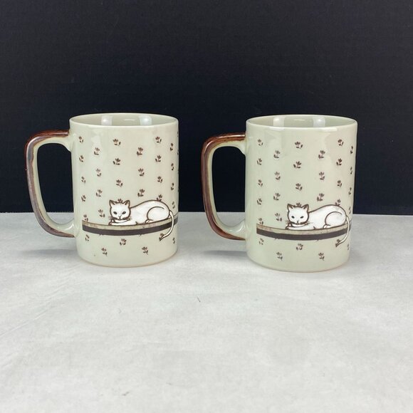Vintage Otagiri Cat and Kitten Coffee Mugs Set of 2 - Picture 3 of 8